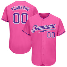 Load image into Gallery viewer, Custom Pink Purple-White Authentic Baseball Jersey