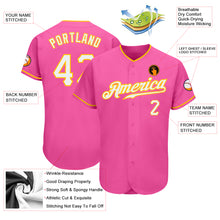 Load image into Gallery viewer, Custom Pink White-Gold Authentic Baseball Jersey