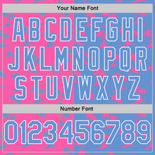 Load image into Gallery viewer, Custom Pink Light Blue-White 3D Pattern Hawaii Palm Trees Authentic Basketball Jersey