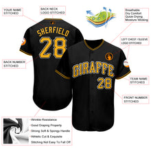Load image into Gallery viewer, Custom Black Gold-White Baseball Jersey