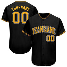 Load image into Gallery viewer, Custom Black Gold-White Baseball Jersey