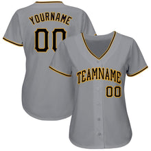 Load image into Gallery viewer, Custom Gray Black-Gold Baseball Jersey