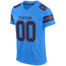 Load image into Gallery viewer, Custom Powder Blue Navy-Red Mesh Authentic Football Jersey