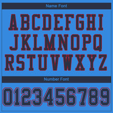 Load image into Gallery viewer, Custom Powder Blue Navy-Red Mesh Authentic Football Jersey