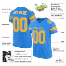 Load image into Gallery viewer, Custom Powder Blue Gold-White Mesh Authentic Football Jersey