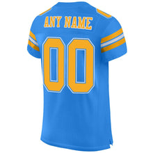 Load image into Gallery viewer, Custom Powder Blue Gold-White Mesh Authentic Football Jersey