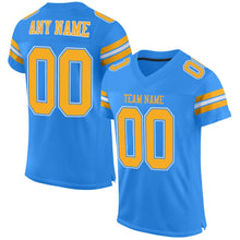 Load image into Gallery viewer, Custom Powder Blue Gold-White Mesh Authentic Football Jersey