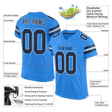 Load image into Gallery viewer, Custom Powder Blue Navy-White Mesh Authentic Football Jersey