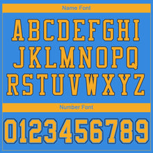 Load image into Gallery viewer, Custom Powder Blue Gold-Navy Mesh Authentic Football Jersey