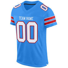 Load image into Gallery viewer, Custom Powder Blue White-Red Mesh Authentic Football Jersey