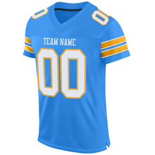 Load image into Gallery viewer, Custom Powder Blue White-Gold Mesh Authentic Football Jersey