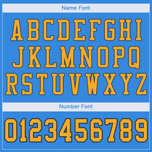 Load image into Gallery viewer, Custom Powder Blue Gold-Navy Mesh Authentic Football Jersey