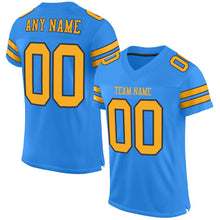 Load image into Gallery viewer, Custom Powder Blue Gold-Navy Mesh Authentic Football Jersey