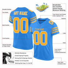 Load image into Gallery viewer, Custom Powder Blue Gold-White Mesh Authentic Football Jersey