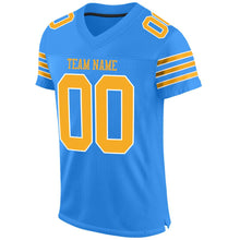 Load image into Gallery viewer, Custom Powder Blue Gold-White Mesh Authentic Football Jersey