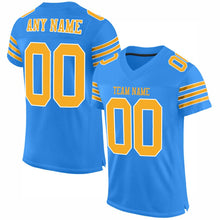 Load image into Gallery viewer, Custom Powder Blue Gold-White Mesh Authentic Football Jersey