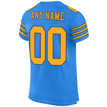 Load image into Gallery viewer, Custom Powder Blue Gold-Navy Mesh Authentic Football Jersey