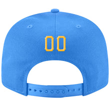 Load image into Gallery viewer, Custom Powder Blue Gold-White Stitched Adjustable Snapback Hat