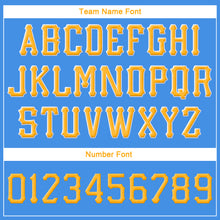 Load image into Gallery viewer, Custom Powder Blue Gold-White Stitched Adjustable Snapback Hat