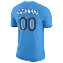 Load image into Gallery viewer, Custom Powder Blue Navy-White Performance T-Shirt