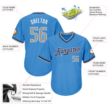 Load image into Gallery viewer, Custom Powder Blue Gray-Navy Authentic Throwback Rib-Knit Baseball Jersey Shirt