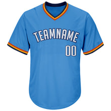 Load image into Gallery viewer, Custom Powder Blue White-Navy Authentic Throwback Rib-Knit Baseball Jersey Shirt