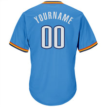 Load image into Gallery viewer, Custom Powder Blue White-Navy Authentic Throwback Rib-Knit Baseball Jersey Shirt