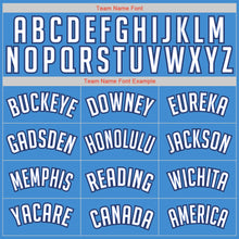 Load image into Gallery viewer, Custom Powder Blue White-Navy Authentic Throwback Rib-Knit Baseball Jersey Shirt
