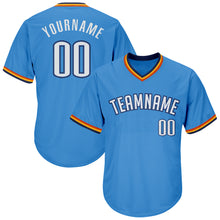 Load image into Gallery viewer, Custom Powder Blue White-Navy Authentic Throwback Rib-Knit Baseball Jersey Shirt