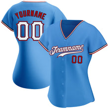 Load image into Gallery viewer, Custom Powder Blue White-Red Authentic Baseball Jersey