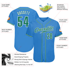 Load image into Gallery viewer, Custom Powder Blue Kelly Green-White Authentic Baseball Jersey