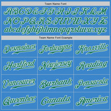 Load image into Gallery viewer, Custom Powder Blue Kelly Green-White Authentic Baseball Jersey