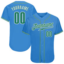 Load image into Gallery viewer, Custom Powder Blue Kelly Green-White Authentic Baseball Jersey