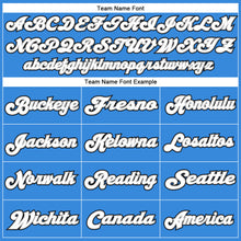 Load image into Gallery viewer, Custom Powder Blue White-Black Mesh Authentic Throwback Football Jersey