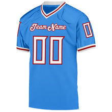 Load image into Gallery viewer, Custom Powder Blue White-Red Mesh Authentic Throwback Football Jersey