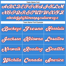 Load image into Gallery viewer, Custom Powder Blue White-Red Mesh Authentic Throwback Football Jersey