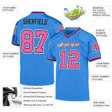 Load image into Gallery viewer, Custom Powder Blue Pink-Black Mesh Authentic Throwback Football Jersey