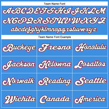 Load image into Gallery viewer, Custom Powder Blue Pink-Black Mesh Authentic Throwback Football Jersey