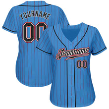 Load image into Gallery viewer, Custom Powder Blue Red Pinstripe Black-White Authentic Baseball Jersey