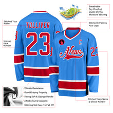 Load image into Gallery viewer, Custom Powder Blue Red-White Hockey Jersey