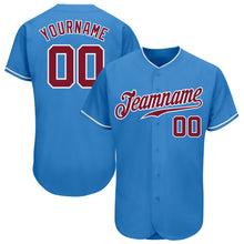 Load image into Gallery viewer, Custom Powder Blue Crimson-White Authentic Baseball Jersey
