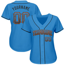 Load image into Gallery viewer, Custom Powder Blue Black-Orange Authentic Drift Fashion Baseball Jersey