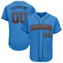 Load image into Gallery viewer, Custom Powder Blue Black-Orange Authentic Drift Fashion Baseball Jersey