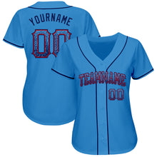 Load image into Gallery viewer, Custom Powder Blue Navy-Red Authentic Drift Fashion Baseball Jersey