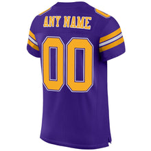 Load image into Gallery viewer, Custom Purple Gold-White Mesh Authentic Football Jersey
