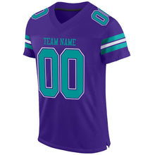 Load image into Gallery viewer, Custom Purple Aqua-White Mesh Authentic Football Jersey