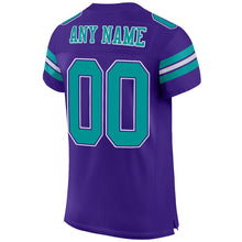 Load image into Gallery viewer, Custom Purple Aqua-White Mesh Authentic Football Jersey