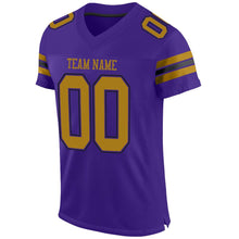 Load image into Gallery viewer, Custom Purple Old Gold-Black Mesh Authentic Football Jersey