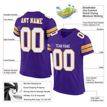 Load image into Gallery viewer, Custom Purple White-Gold Mesh Authentic Football Jersey