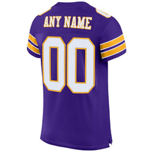 Load image into Gallery viewer, Custom Purple White-Gold Mesh Authentic Football Jersey